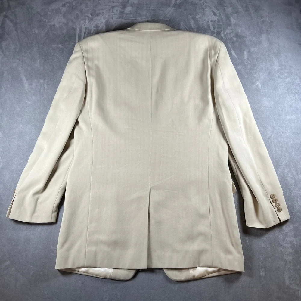 VTG Coconut Grove Mens 42 Long Blazer 100% Silk Beige Sport Coat 2 Button